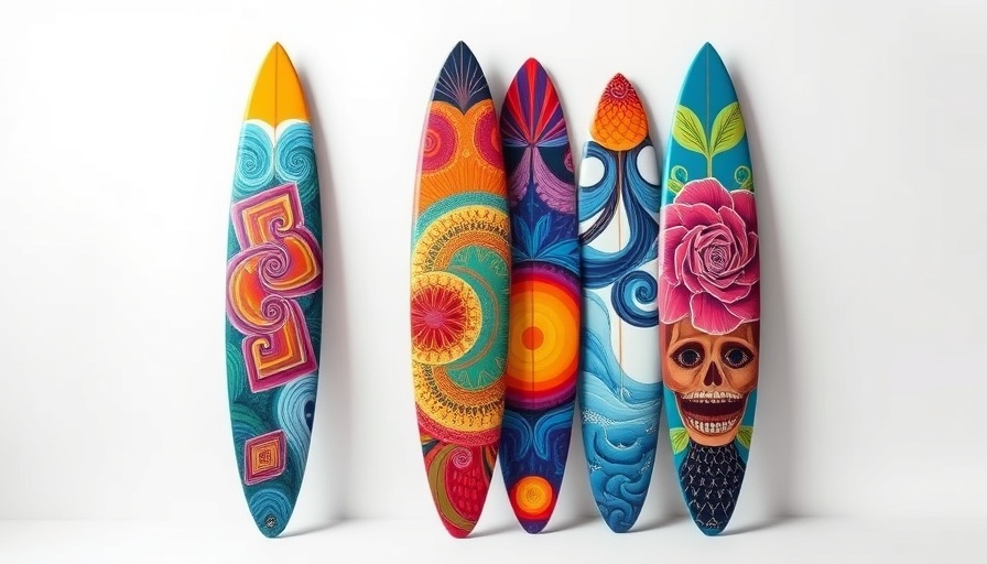 Unique surfboards for surfboard auction for whale research fundraiser.
