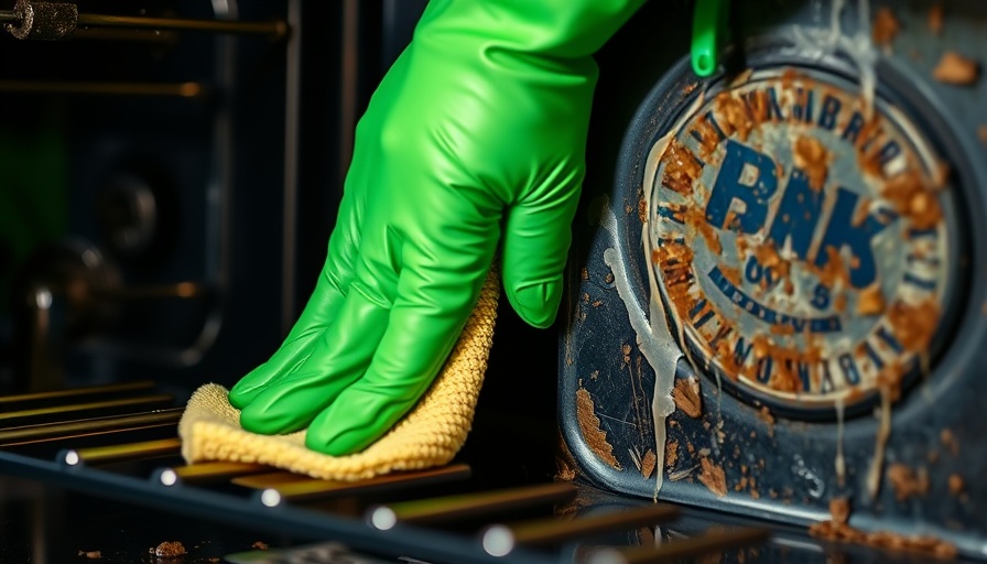 Effective cleaning techniques using a glove to clean a dirty oven.
