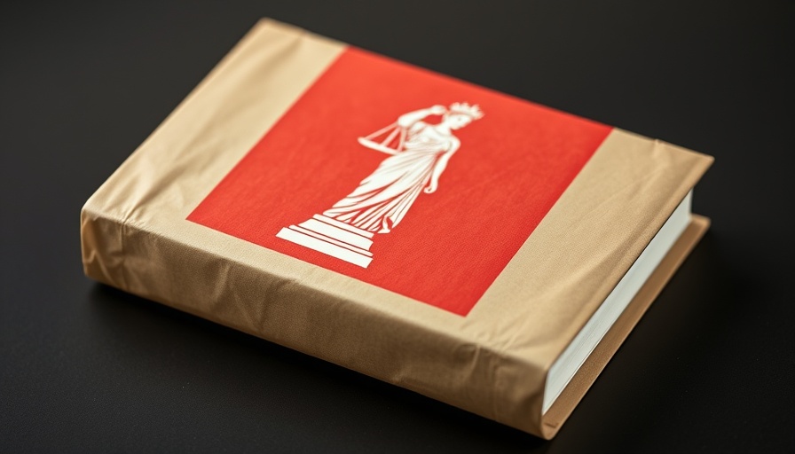Statue of Lady Justice on book cover related to firearms confiscations after Katrina.