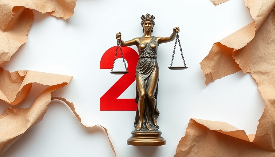 Statue of Justice with red number 2 symbolizing investigation.
