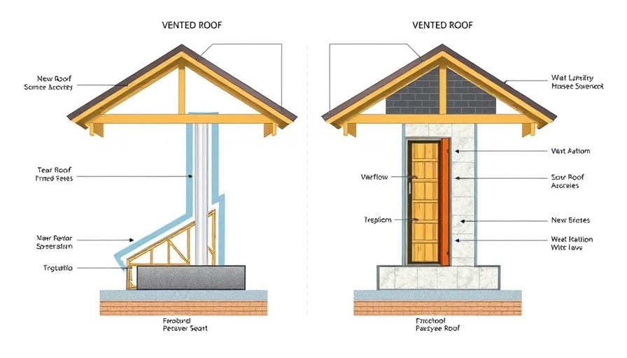 Diagram of vented vs unvented roof assembly.