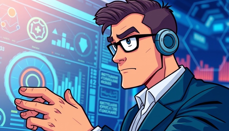 AI for commercial services business illustration with futuristic dashboard.