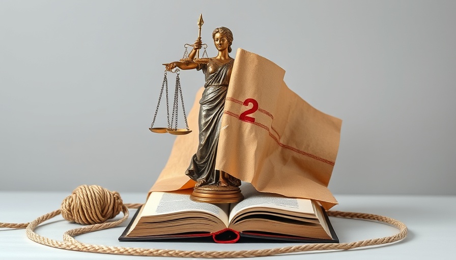 California's Ban on Switchblades illustrated by Statue of Justice.