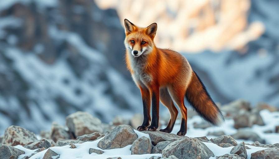 Red fox in a snowy rocky UNESCO Biosphere Reserve Expansion
