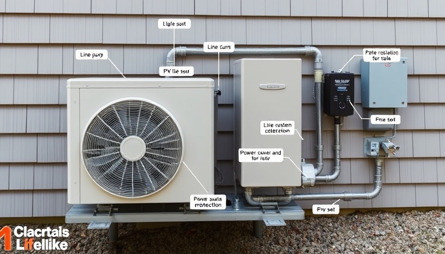 Diagram showing benefits of installing a heat pump with labeled components.