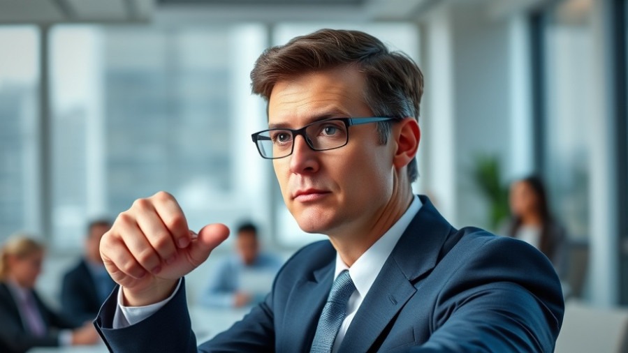 Confident business professional guiding a meeting, enhancing customer loyalty and service.