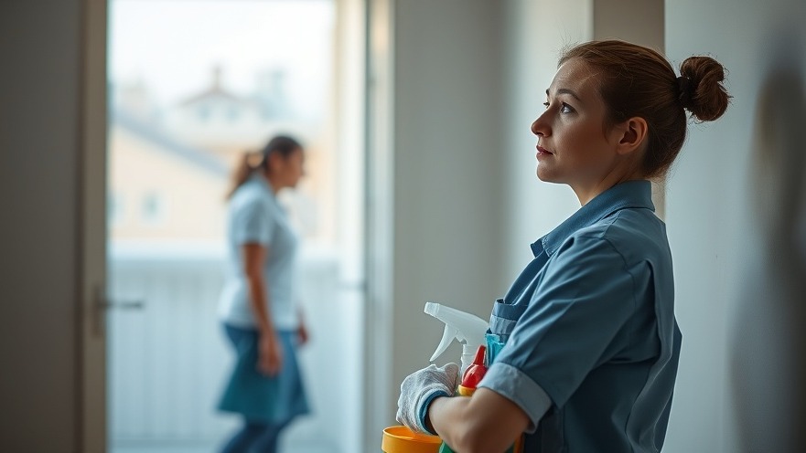 Contemplative professional cleaner considering Client Retention Strategies.