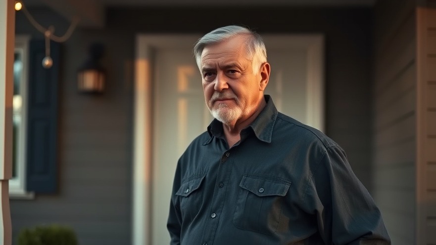 Determined individual on porch reflecting self-defense rights under Castle Doctrine.