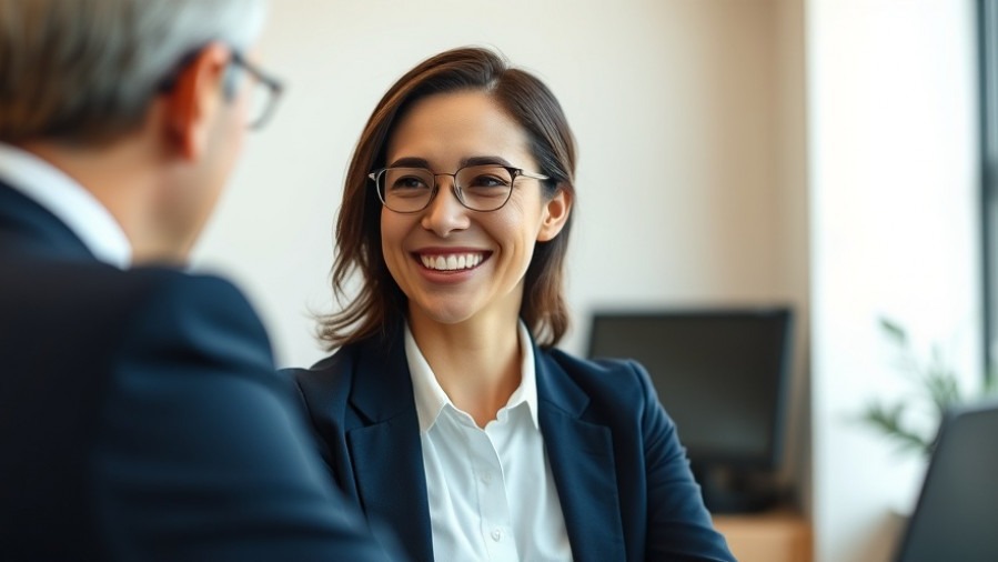 Business professional using ethical selling techniques, engaging confidently with a client.