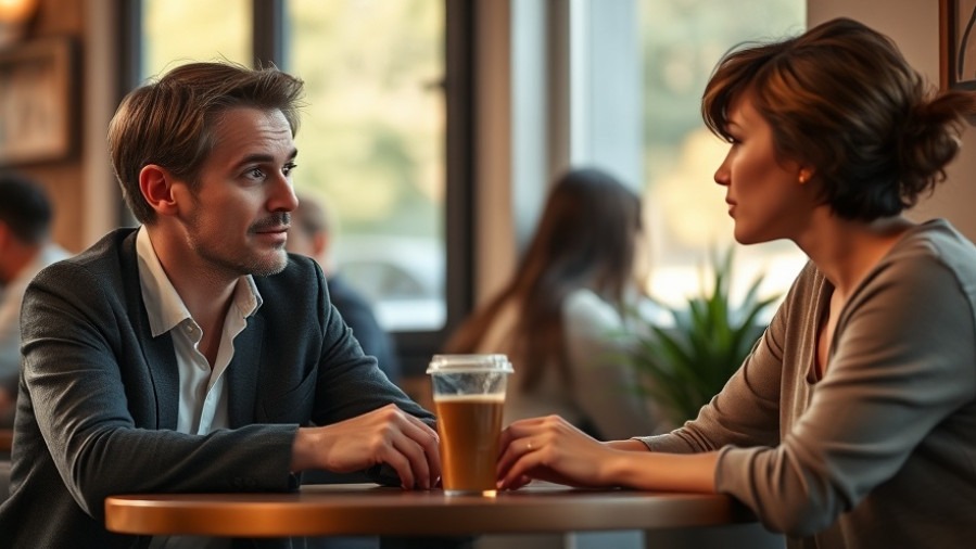 A confident individual engaging thoughtfully in a café conversation, showcasing the psychology of persuasion.