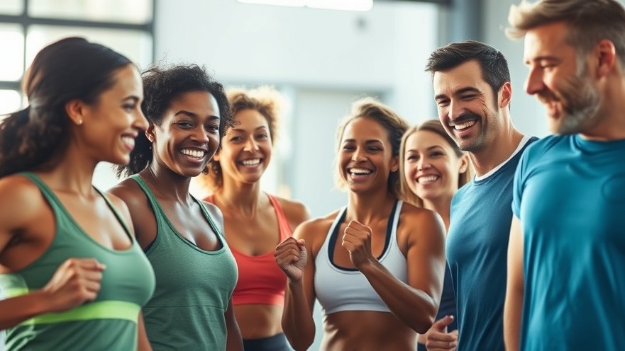 Diverse group energized by community fitness initiative, sharing motivation and personal journeys.