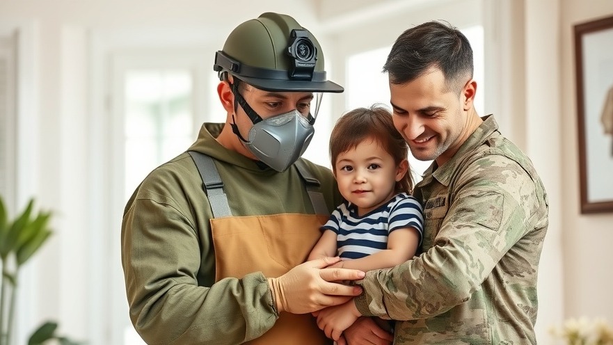 Mold remediation professional assisting military family, highlighting safety and guidelines.