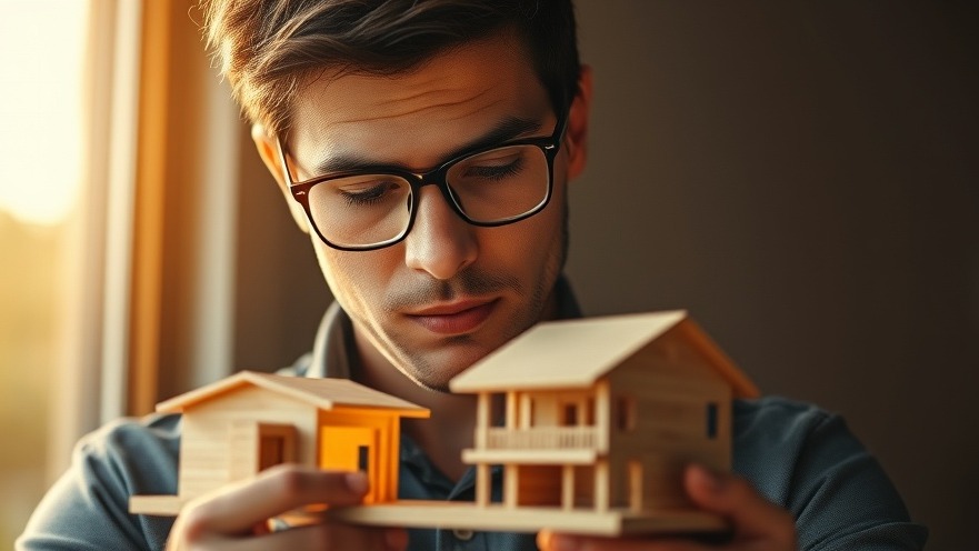 Thoughtful architect studying wooden model, embracing sustainable architecture in golden hour.