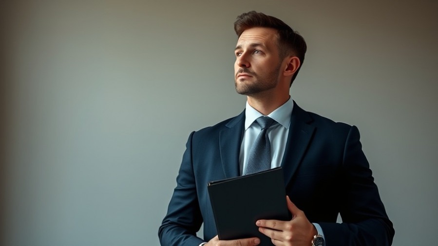 Confident man in business attire advocating for gun rights and firearm ownership.