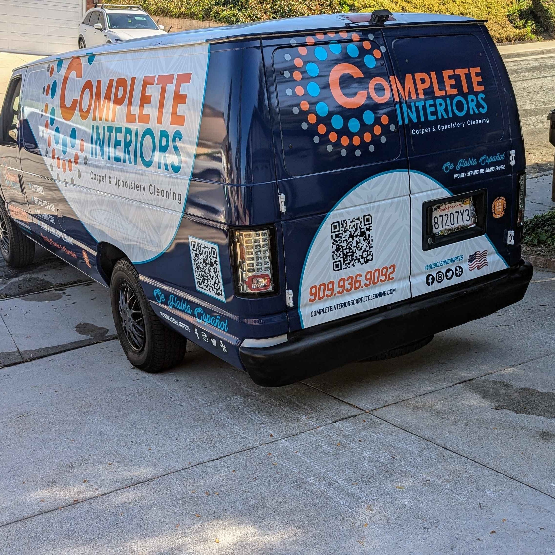 Complete Interiors Carpet Cleaning truck leaving the cleanup scene