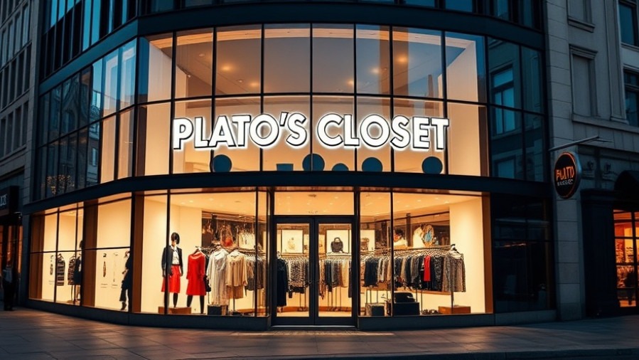 Modern retail storefront of Plato's Closet showcasing the future of AI in finance.
