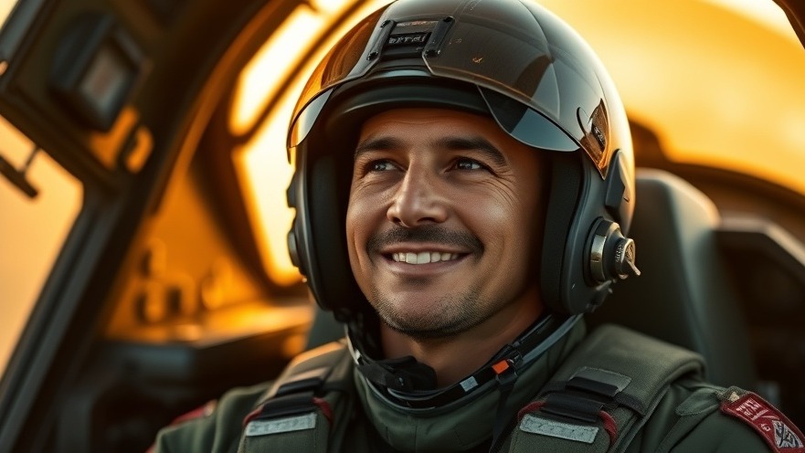 Fighter pilot smiling confidently, illustrating leadership lessons and adaptability in business.