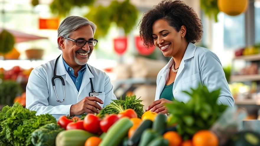 Two diverse professionals collaborating over fresh produce, promoting agricultural modernization.