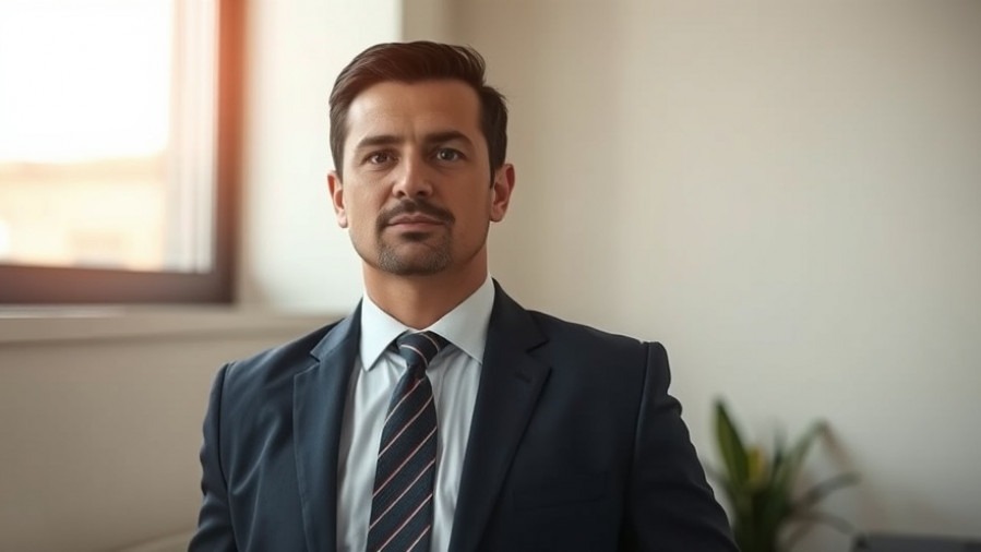 Confident man in business attire symbolizing leadership transition and disaster recovery.