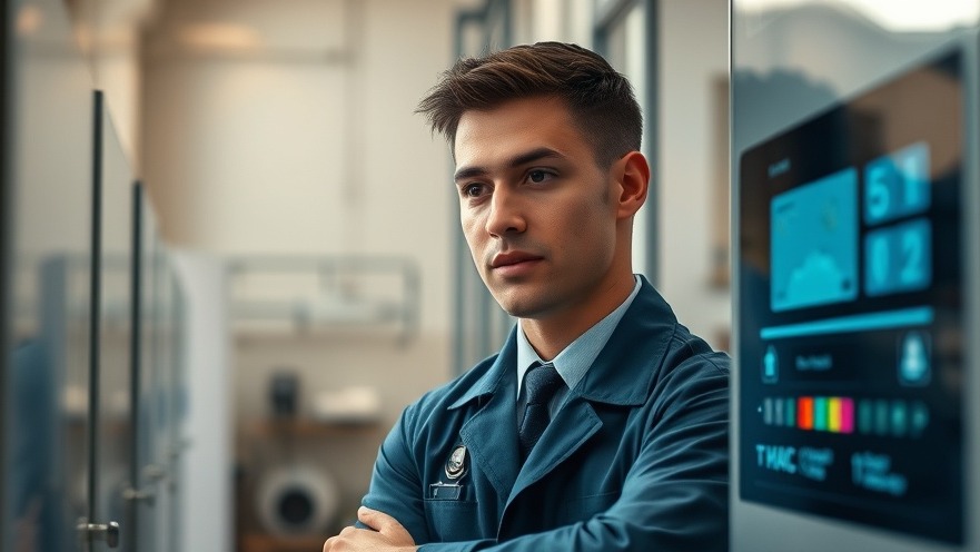 Young technician examines HVAC control panel, showcasing skills in HVAC technology integration.
