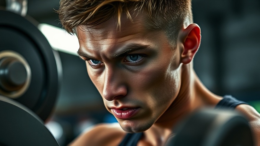 Determined young adult mid-weightlifting focusing on muscle protein synthesis and technique.