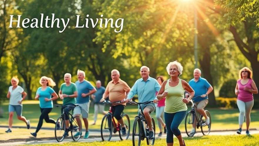 Diverse older adults enjoying a healthy lifestyle outdoors, promoting brain health and wellness.