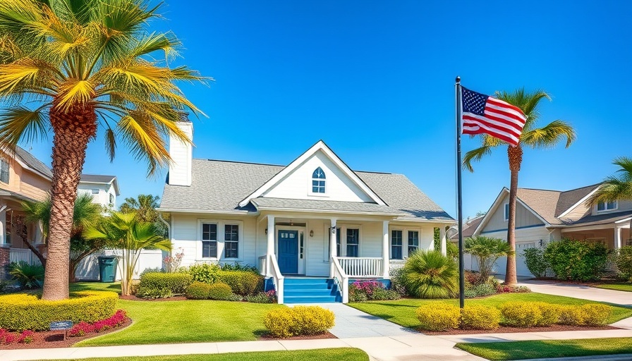 Charming coastal-style home in North Fort Myers with lush landscaping.