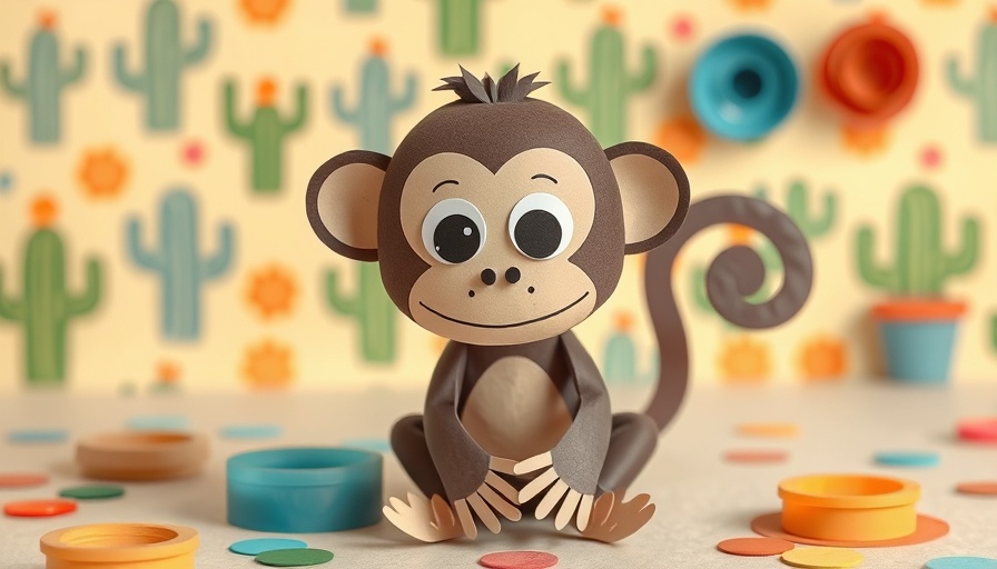 Playful Cute Monkey Card Paper Craft for Kids scene.