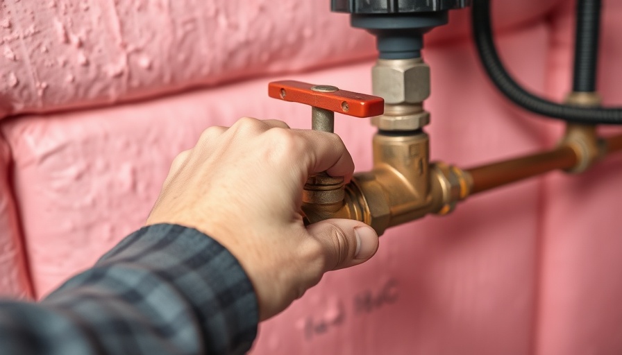Person adjusting sprinkler system valve for winterizing steps.