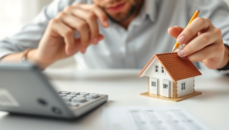 Person calculating with a small house model, interest-only loans.