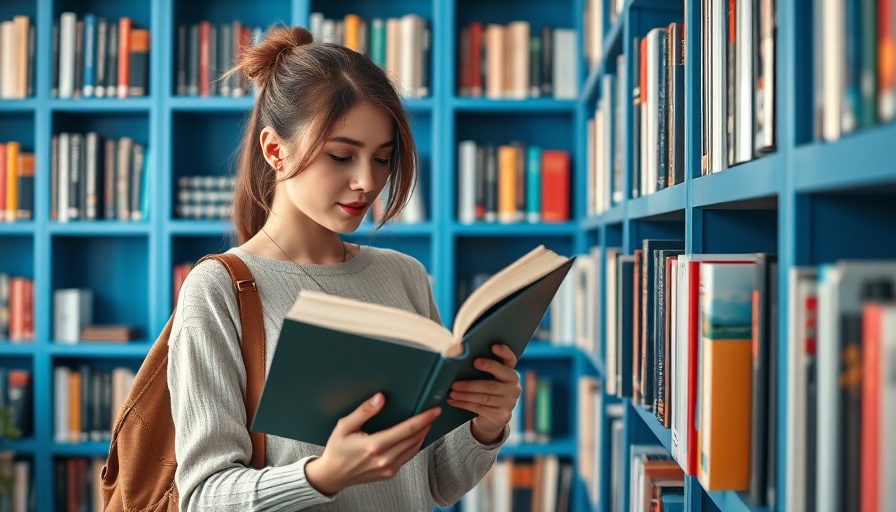 A woman exploring a bookshelf in a stylish home library.