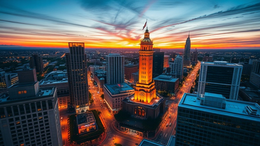 San Antonio skyline at sunset showcasing Project Marvel.