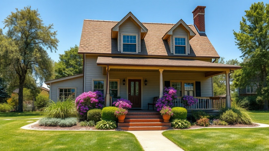 Charming country house in Blaine with a welcoming front porch, vibrant flowers, and lush greenery.