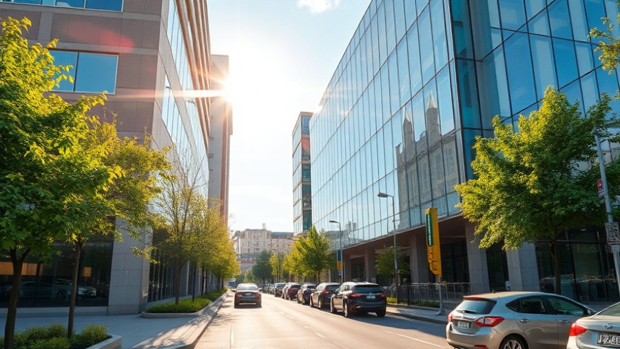 Modern commercial building with glass frontage in Orange County.