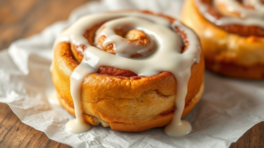 Healthy high-protein cinnamon roll with creamy glaze.