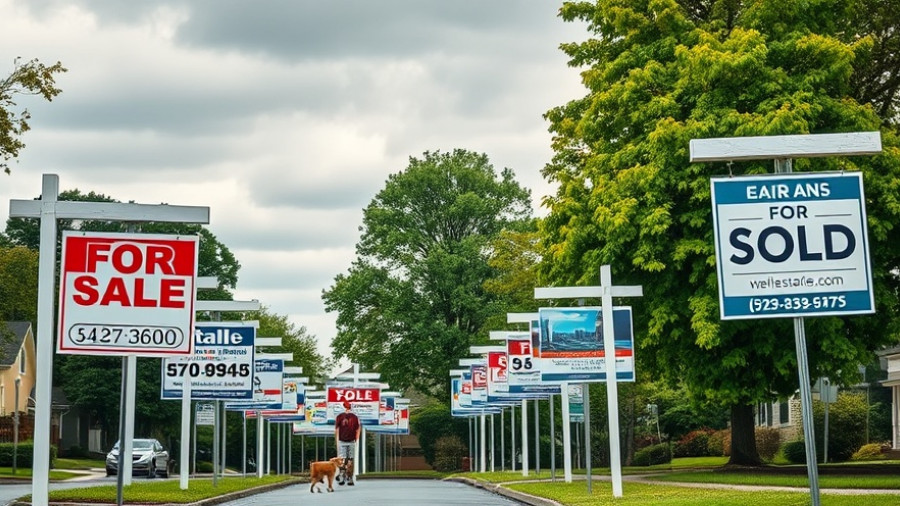 Real estate signs on street during mortgage rate cuts in Canada.