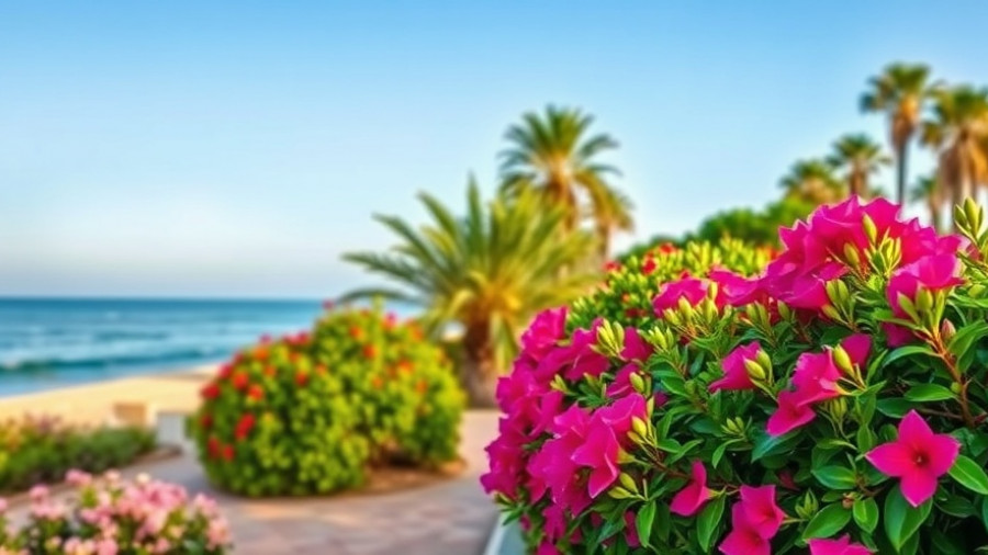 Santa Barbara coastal path with vibrant flowers and ocean view.