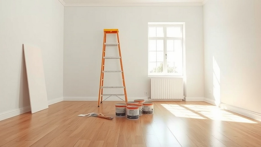 Room prepped for renovation with painting supplies and ladder, related to loans for flipping houses.