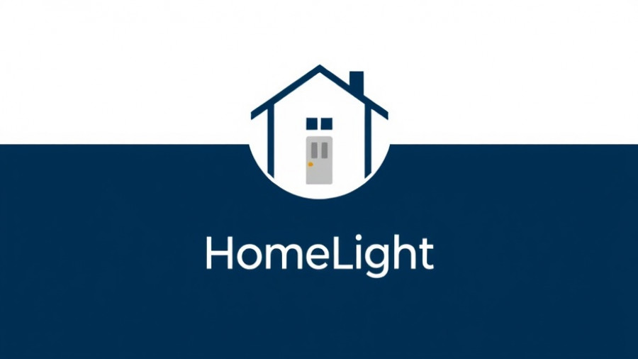 Modern 'HomeLight' logo design with house outline.