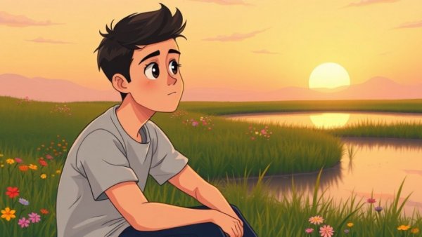 Young man reflecting by pond, symbolizes importance of self-honesty.