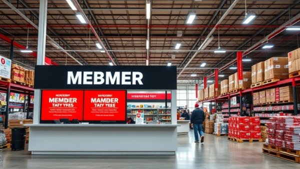 Costco membership counter with signage and checkout area.