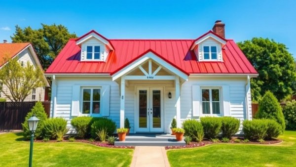 Charming white house for selling to an investor, featuring a red roof and dormer windows.