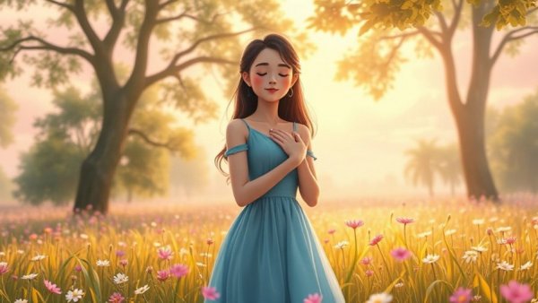 Serene woman in meadow, embodying Healing Without Reconciliation theme.