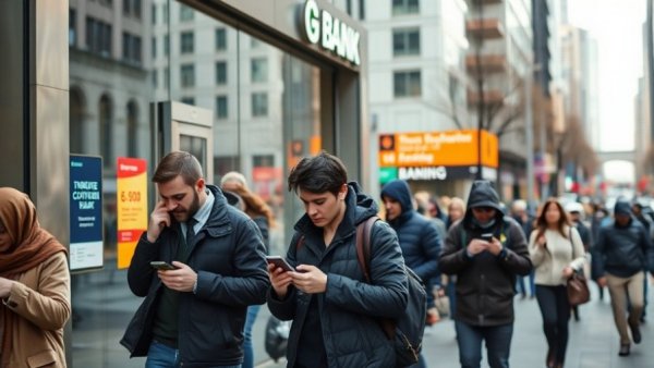 Pedestrians outside a bank amidst National Australia Bank interest rate warning.