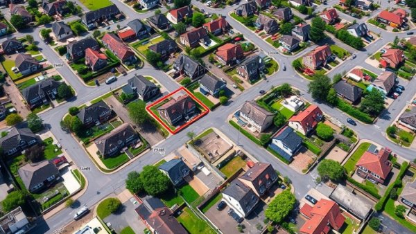 Elizabeth Downs properties marked for developer purchase, aerial view.