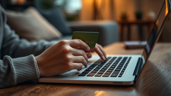 Online payment process when earnest money is due in cozy setting.