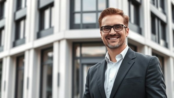 NAR President plans with office building in background.
