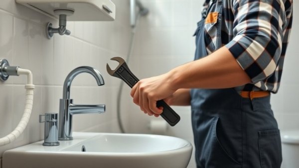 Plumber tightening pipe under sink in bathroom; signs you need to call a plumber.