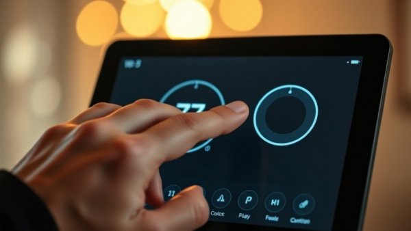 Hand adjusting smart thermostat on tablet, HVAC tips for holidays.