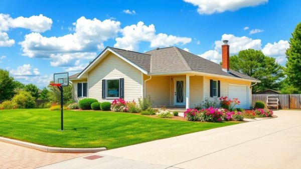 Inviting home exterior with lawn and vibrant flowers for Home Maintenance Services.